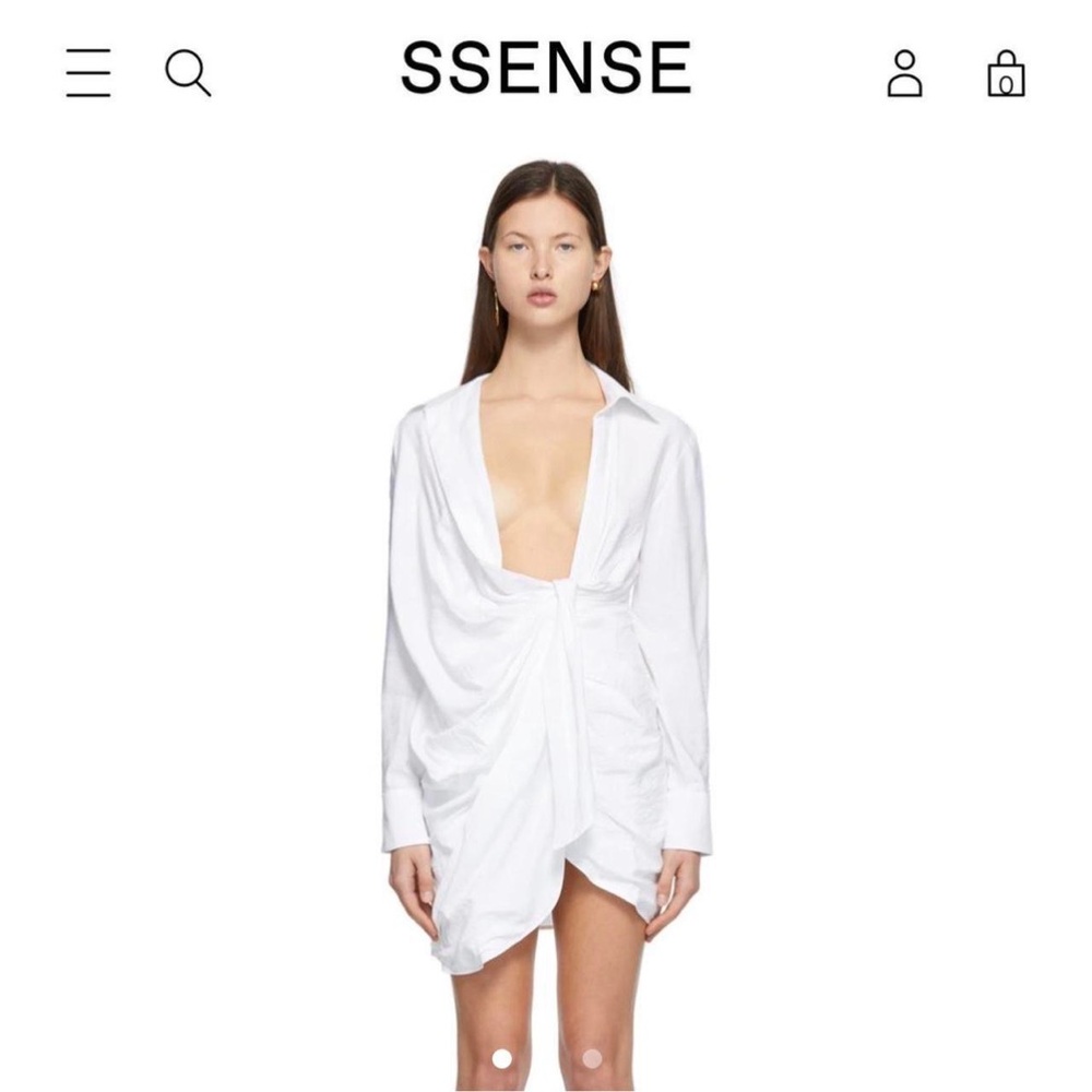 PrettyLittleThing White Draped Long-Sleeve Mini Dress